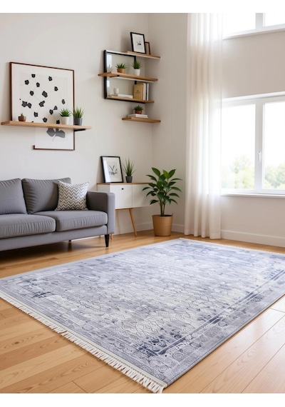 Merinos Halı 160x230 Rodin Koleksiyonu 60893-030 Gri-mavi Renkli