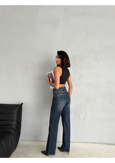 Straıght Boru Paça Dark Blue Tint Jean Mavi+tint
