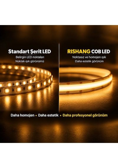 Cob Şerit Led 12v 300 Led/m Crı 90+ Noktasız Aydınlatma Natürel Beyaz 4000k 10 Metre