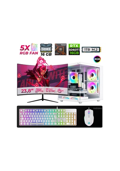 Xaser Live X60 R5-7500F 16 GB 1 TB SSD RTX 5060Ti 16 GB 23.8" Dos Masaüstü Oyuncu Bilgisayar