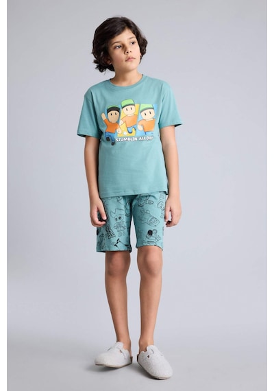 Defacto %100 Pamuklu Stumble Guys 2'li Pijama Takımı Erkek Çocuk G9087A826SM