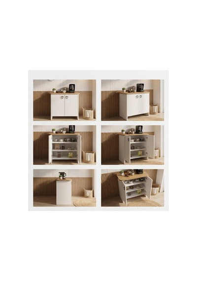 Safir Meşe-beyaz Çok Amaçlı Dolap 2 Kapaklı, Raflı, Şık Ve Modern Tasarım 80x40x82 Cm Safir Meşe - Beyaz - 936954538 Safir Meşe - Beyaz