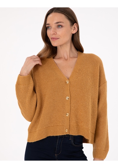 Pierre Cardin Kadın Camel Hırka Triko 50300112-vr015 Camel
