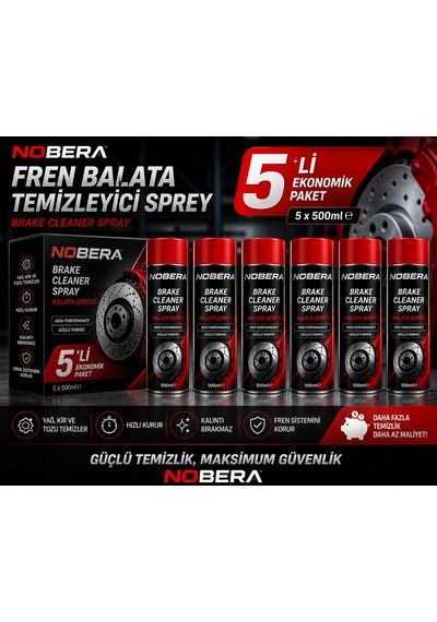 Nobera Fren Balata Temizleyici Sprey 500 Ml X 5 Adet