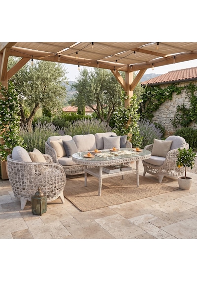 Zenda Rattan Bahçe Oturma Grubu 3+1+1 Sehpalı Rehome