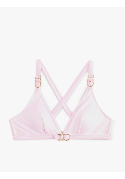 Koton Metal Aksesuarlı V Yaka Çapraz Askılı Bralet Bikini Üstü Pembe 6sak10146mm Gül
