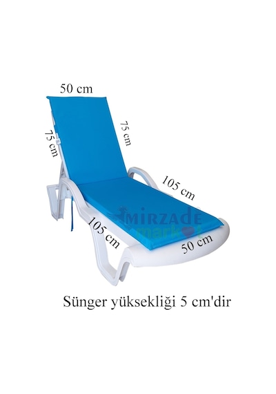 Mirzademarket Şezlong Minderi Standart Su Geçirmez Malzeme-Turkuaz
