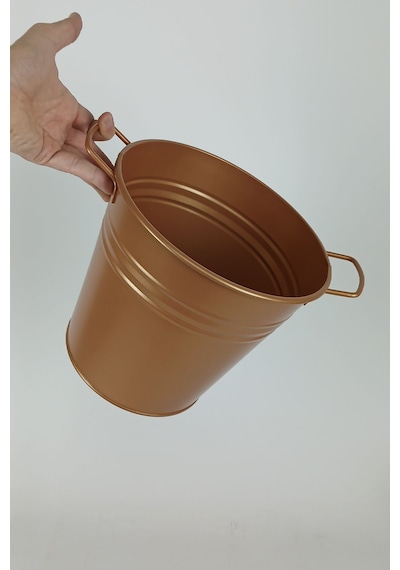 6 Litre Paslanmaz Metal Leğen - Bakır Renk Çok Amaçlı Kova Ve Bahçe/balkon Saksılığı 23 Cm Çap