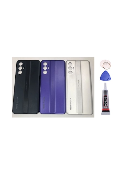 Tecno Tecno Pova 3 Lf7n Siyah Arka Kapak Batarya Kapağı Pil Kapağı Yapışkan Ve Sökme Aparatıyla Beraber Full Set Siyah