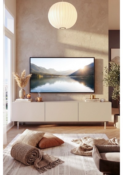 Coast Tv Ünitesi Sehpası 3 Kapaklı Ahşap Ayaklı 180cm Kumsal Co1-co Bej