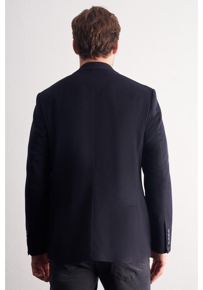 İmza Lacivert Mono Yaka Yünlü 6 Drop Comfort Fit Classic Ceket 1002255150 Lacivert