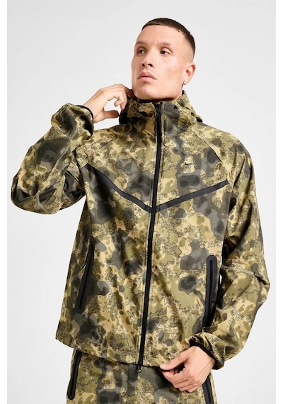 Nike Tech Fleece Full Zip Windrunner Hoodie Kapüşonlu Unisex Kamuflaj Sweatshirt Haki