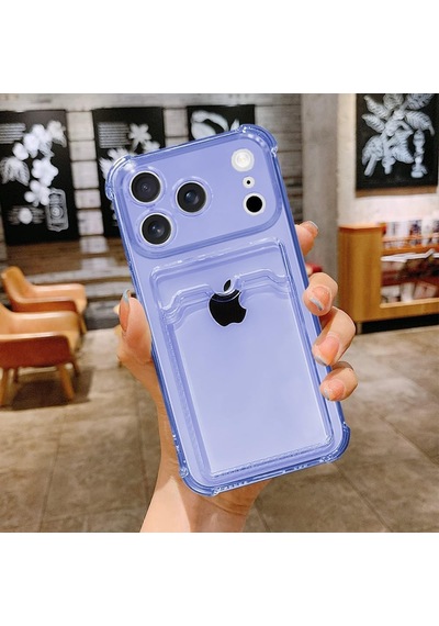 İphone 17 Pro Uyumlu Kamera Korumalı Kartlıklı Köşeleri Airbag Tasarımlı Darbe Önleyici Mor
