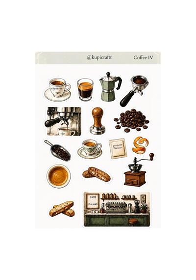 5 Sayfa Coffee & Matcha Temalı Sticker Set Coffee Break Ajanda Scrapbook Journal 0