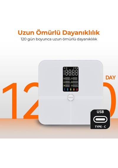 Fitsmart Plus Bluetooth Çok Fonksiyonlu Yağ Ölçer Akıllı Tartı Beyaz