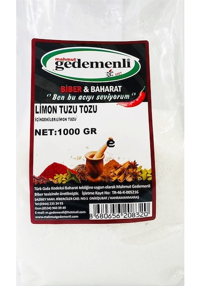 Mahmut Gedemenli Toz Limon Tuzu 1 KG