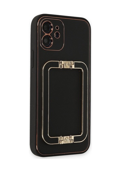 Gld-spt- Newface Apple Uyumlu iPhone 12 Kılıf Coco Elit Kapak - Siyah