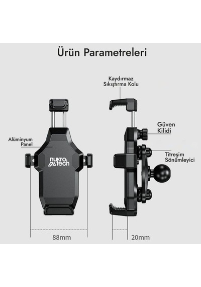 Nukrotech M25 Titreşim Modüllü Telefon Tutucu Siyah