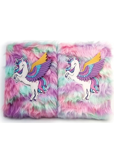 Unicorn Tasarımlı Peluş Hatıra Defteri Çok Renkli