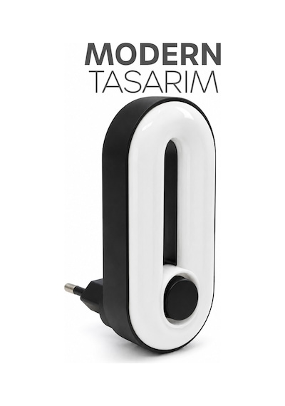 Gece Lambası Halka Tip 2 Mod Sarı-beyaz Işık Tuşlu Koridor Hol Işığı Uyuma Işığı Siyah K6760
