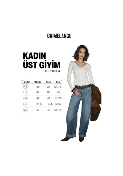 Grımelange Terrıhla Kadın Yumuşak Ve Esnek Kumaşlı Düğmeli V Yakalı Beyaz Bluz Beyaz