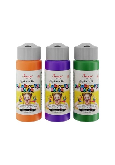 Yeşil, Mor, Turuncu Parmak Boyası 3'lü Set 3x60 Ml Diğer