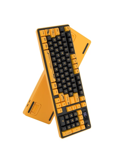 Hawk Gaming Hk258 Membrane Lcd Rgb Kablosuz/bluetooth Cyber Sarı Siyah Full Türkçe Gaming Klavye