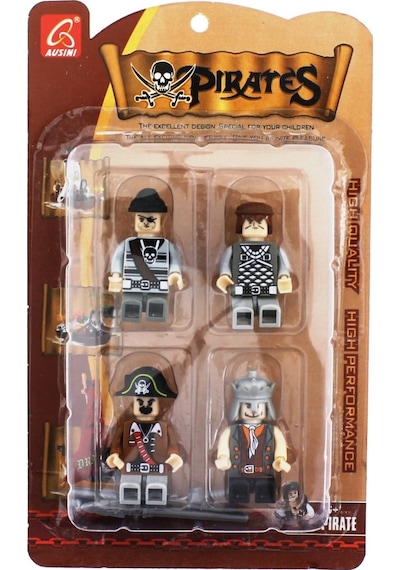 Ausini Pirates 4'Lü Korsan Figür Seti -A Kahverengi Korsan
