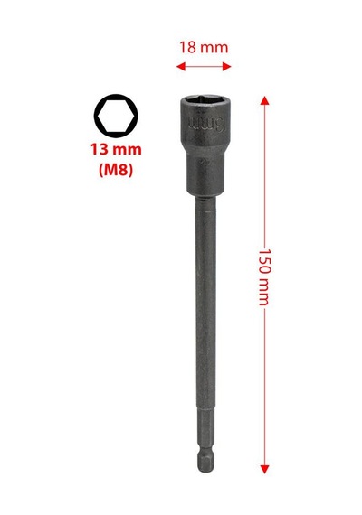 Leo 00706 Ekstra Uzun Manyetik Bits Lokma Somun Adaptörü 13x150 Mm