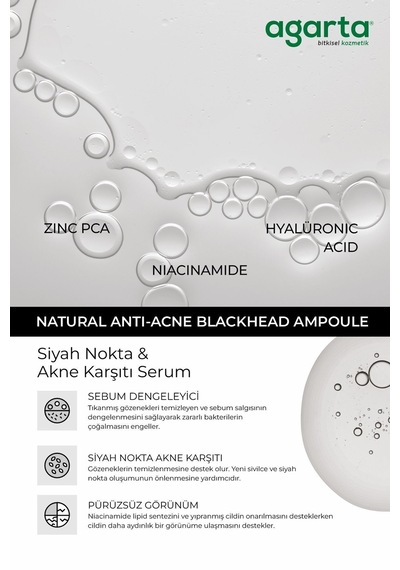 Agarta Natural Anti-Acne Blachead Ampoule Siyah Nokta & Akne Karşıtı Serum 50 ML Agarta Natural Anti-Acne Blachead Ampoule Siyah Nokta & Akne Karşıtı Serum 50 ML