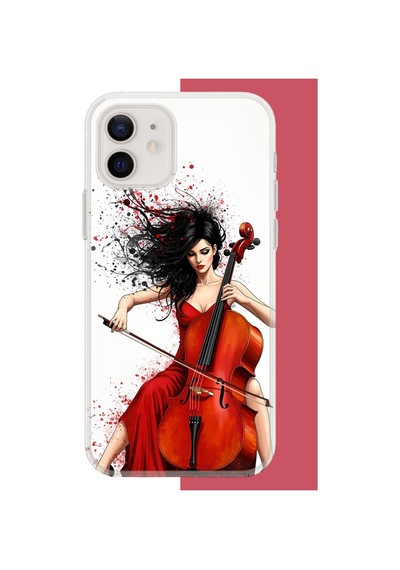 İphone 11 Uyumlu Çello Çalan Kadın Uv Baskılı Silikon Kılıf Renkli