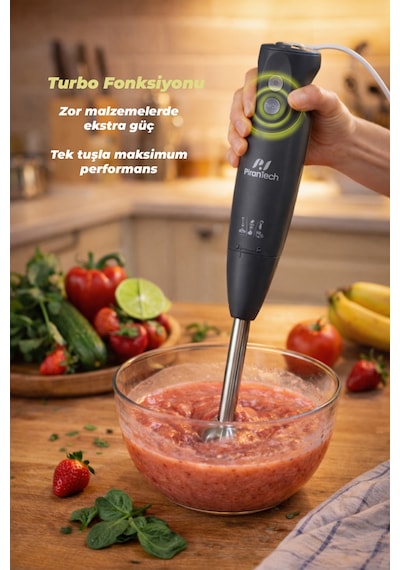 Pirantech YH-83 1700 W Çubuk El Blenderi Kolay Temizlenebilir Turbo Fonksiyonlu