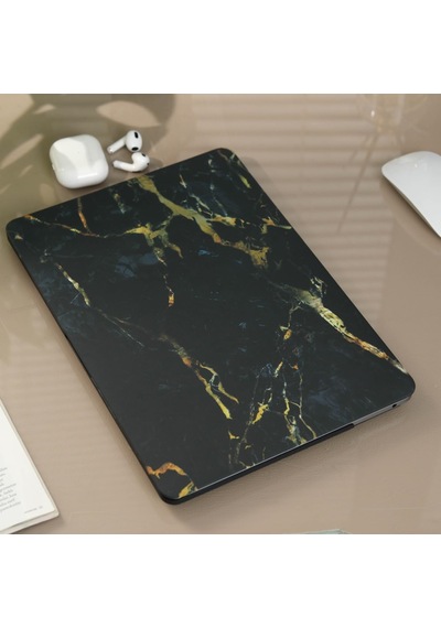 Macbook Air 13.3 İnç Kılıf A1932 A2179 A2337 M1 Uyumlu Sert Kapak Hard Case Koruyucu Mermer Desenli İnce Hafif Laptop Kılıfı Siyah Belirtilmemiş