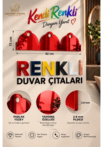 Lucitart 2.8 Mm Renkli Pleksi Duvar Çıtası 42x11 Cm Parlak Dekoratif Duvar Bordürü Boyama Gerektirmez Pleksi Duvar Çıtası Kırmızı Lucitart 2.8 Mm Renkli Pleksi Duvar Çıtası 42x11 Cm Parlak Dekoratif Duvar Bordürü Boyama Gerektirmez Pleksi Duvar Çıtası Kırmızı