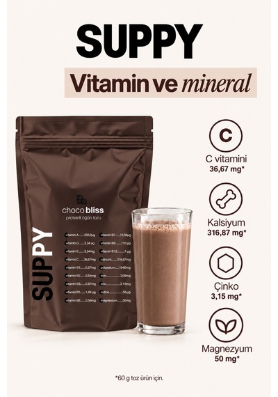 Suppy Choco Bliss Çikolatalı Proteinli Öğün Tozu 600 G Çikolata