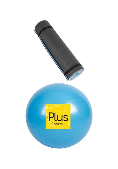 Pilates Topu 65 Cm Ve Pilates Minderi 10 Mm Şişirme Pompası Hediyeli Mavi