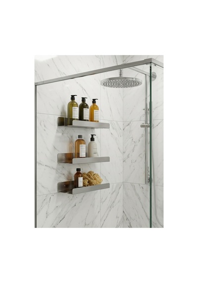 Yapışkanlı / Vidalı Banyo Mutfak Rafı 3'lü Set - Su Tahliyeli Ve Lif Askılı Organizer Mat Siyah