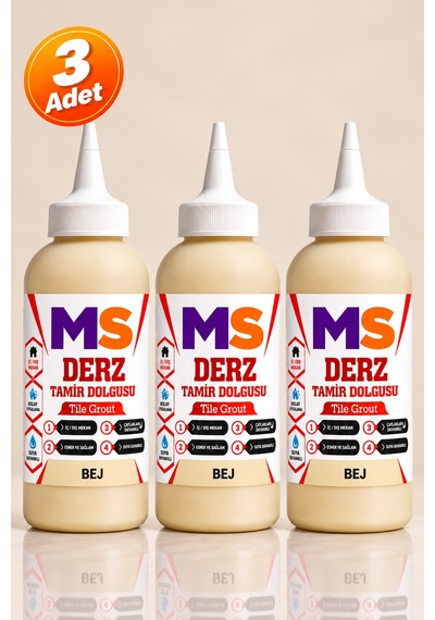 3 Adet Bej Renk Hazır Derz Arası Tamir Dolgusu 220 Gr Fayans Seramik Yenileyici Yenileme Dolgu