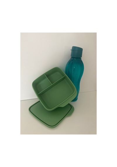 Heran Yanımda Set Doga Eco Şişe 750ml Gizemli Yeşil Bölmeli Beslenme Kabı Yeşil