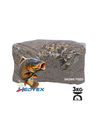 Hedyex 3kg Sazan Tozu Yüksek Proteinli Özel Katkılı Sazan Alabalık Avı Toz Yem