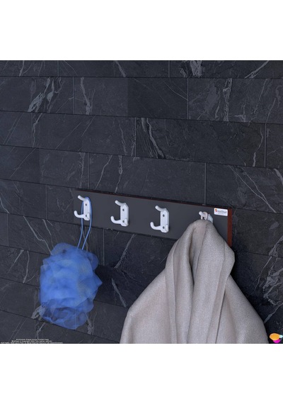 Modilayn Arı Serisi 12 Kancalı Banyo Askısı - 4'lü Set 61,4x9,6 Cm Ekstra Düzen Ve Yer Tasarrufu Antrasit