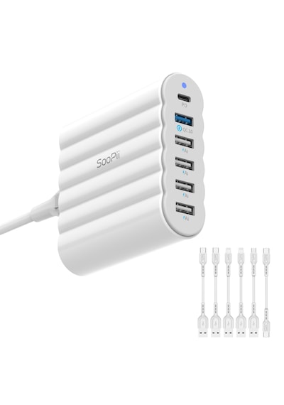 SooPii CS63 PD 3.0+QC3.0+PPS 68W 6 Port Taşınabilir Çoklu Şarj İstasyonu