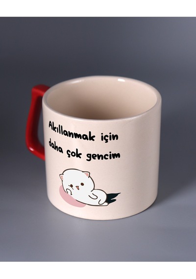 Renkli Kulplu Bardak - Genç Kırmızı