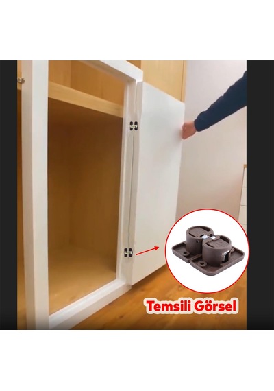 Yuvarlak Kafalı Gizli Gömme Plastik 2 Adet Dolap Kapak Mobilya Katlanır Masa Menteşesi Kahverengi