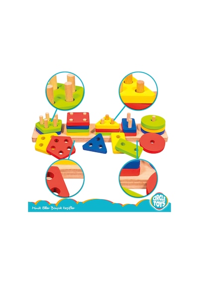 Circle Toys CIRCLE 101 Ahşap Geometrik Şekiller 5'li
