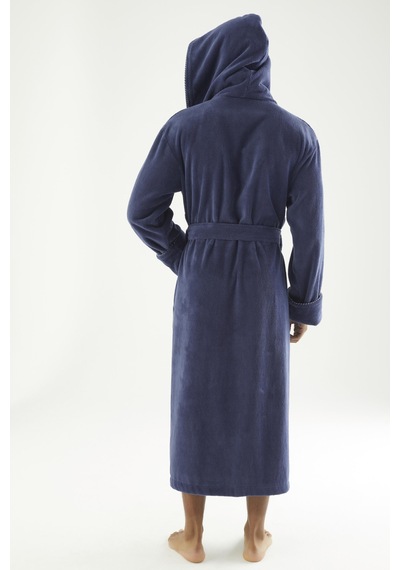 Uzun Kapüşonlu Triga Bambu Cotton Bayan Bornoz Füme