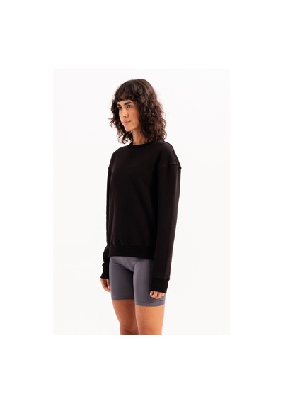 Justever Bisiklet Yaka Basic Kalıp Siyah Kadın Sweatshirt Eşofman Üstü - Aura Siyah