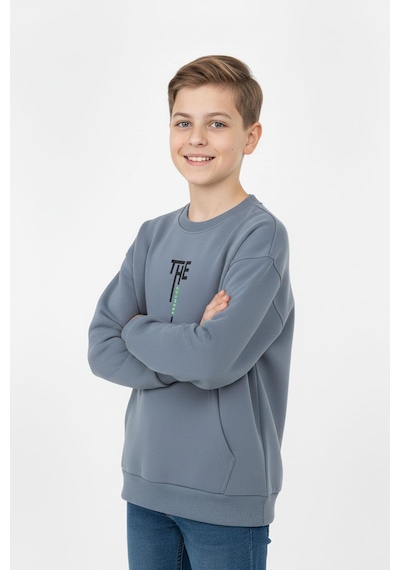 Kanguru Cepli Bisiklet Yaka Erkek Çocuk Sweatshirt-90903 İndigo