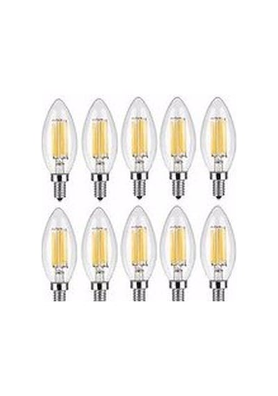 Rustik Led Ampul 4w E14 İnce Duy Gün Işığı 10 Adet Düz Mum Ampul