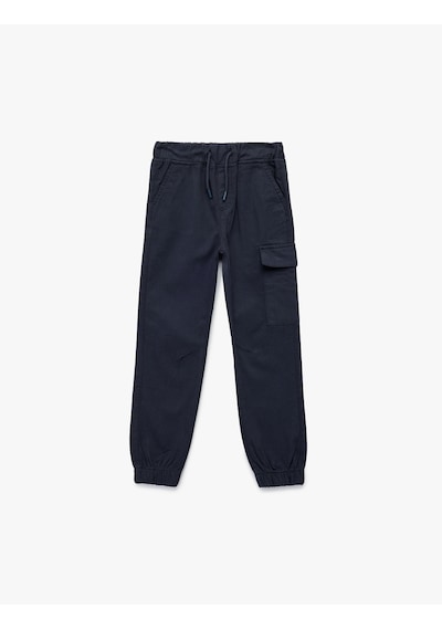 Koton Pamuklu Gabardin Beli Bağcıklı Kargo Pantolon Lacivert 6wkb40035tw Lacivert